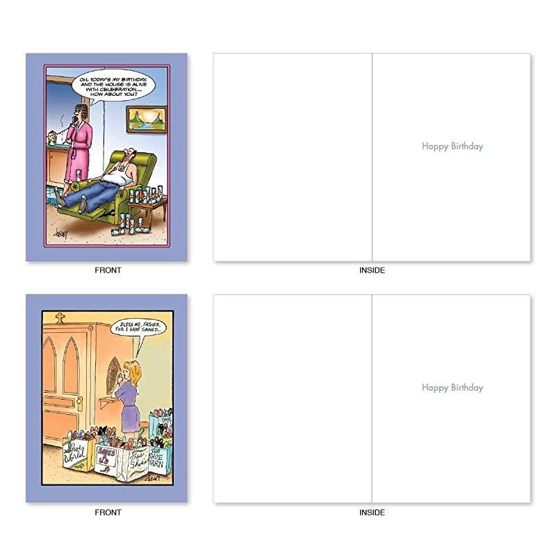 Tom Cheney Toons 10 Assorted Birthday Note Cards Featuring an Assortment of Hilariously Funny Cartoons by Tom Cheney wWhite Envelopes
