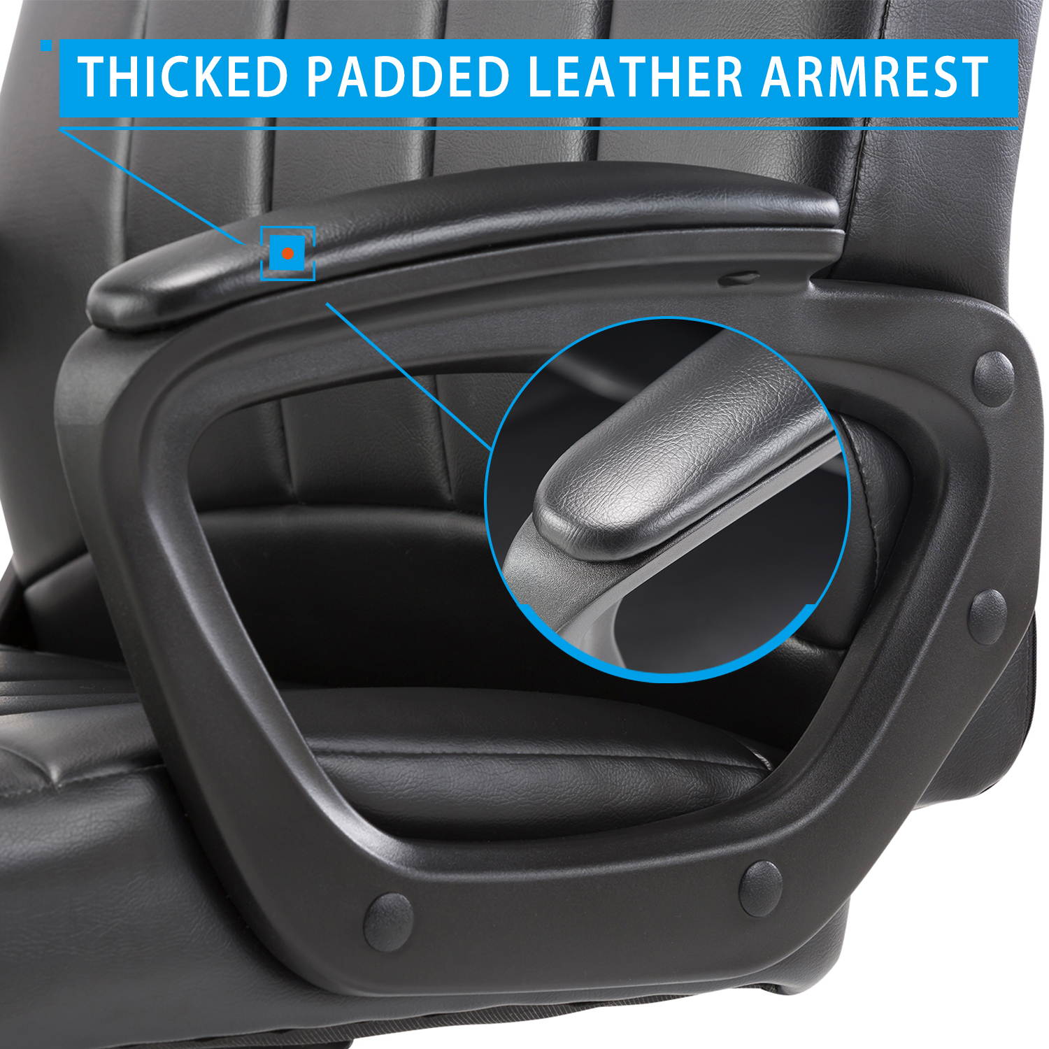 CLATINA Mid Back Leather Office Executive Chair with Lumbar Support and Padded Armrestes Swivel Adjustable Ergonomic Design for Home Computer Desk BIFMA Certified