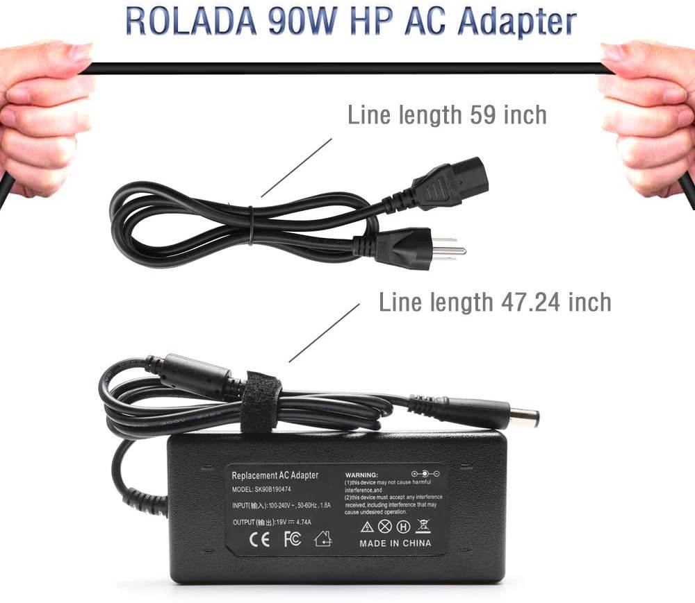 90W Laptop Adapter Charger for HP Pavilion Dv4 Dv6 Dv7 G50 G60 G60T G61 G62 G72 2000 Presario 2210B 2510P CQ40 CQ45 Cq50 Cq57 Cq58 Cq60 Cq61 Cq62 Power Supply Cord