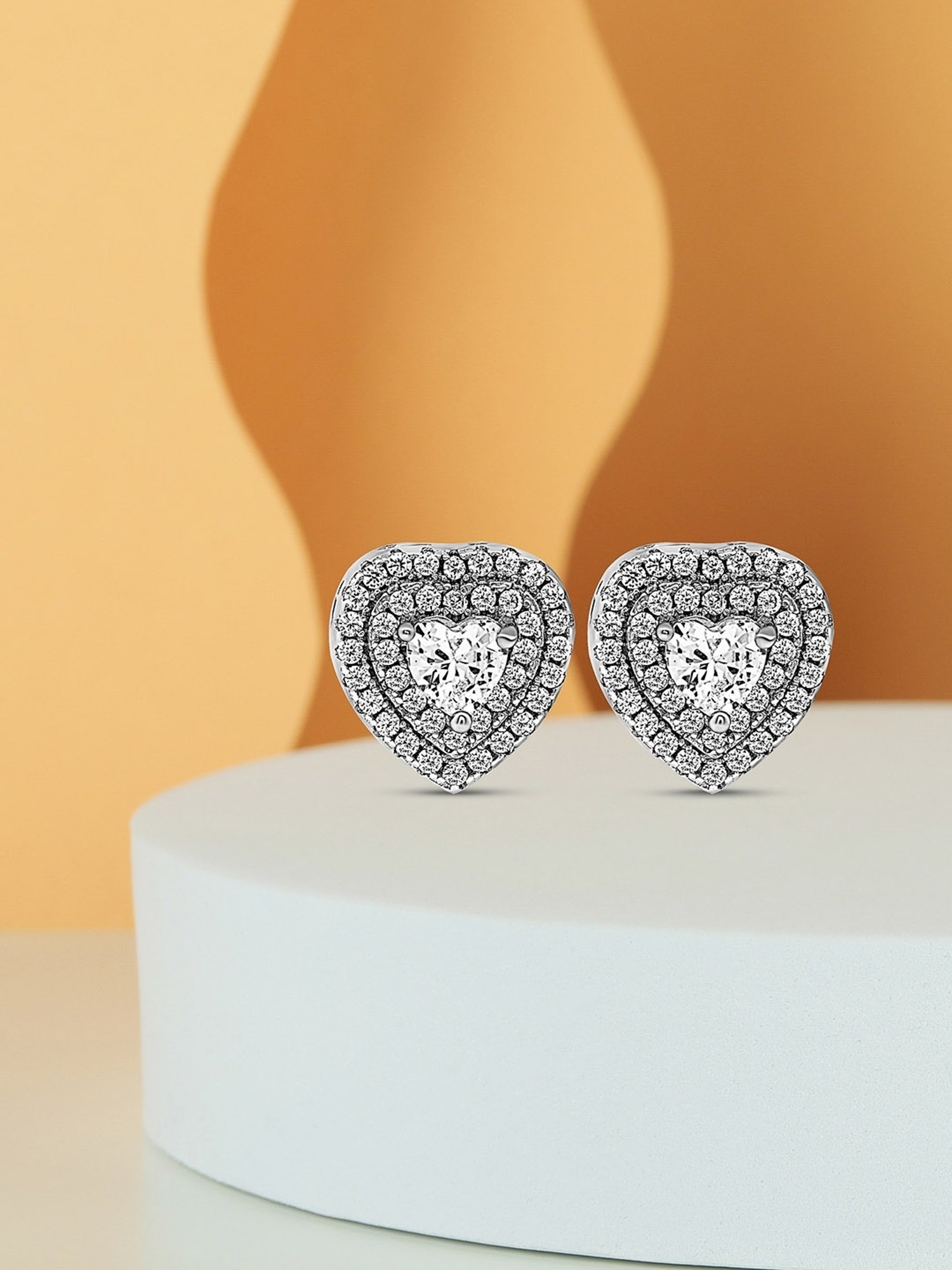 Silberry 92.5 Sterling Silver Glass Hearts Earrings for Women