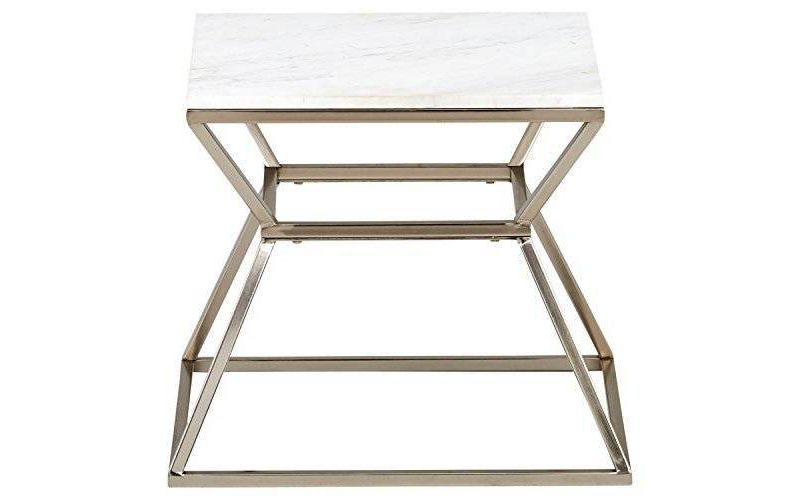 Audrey Marble Side Table Silver - Adore Decor