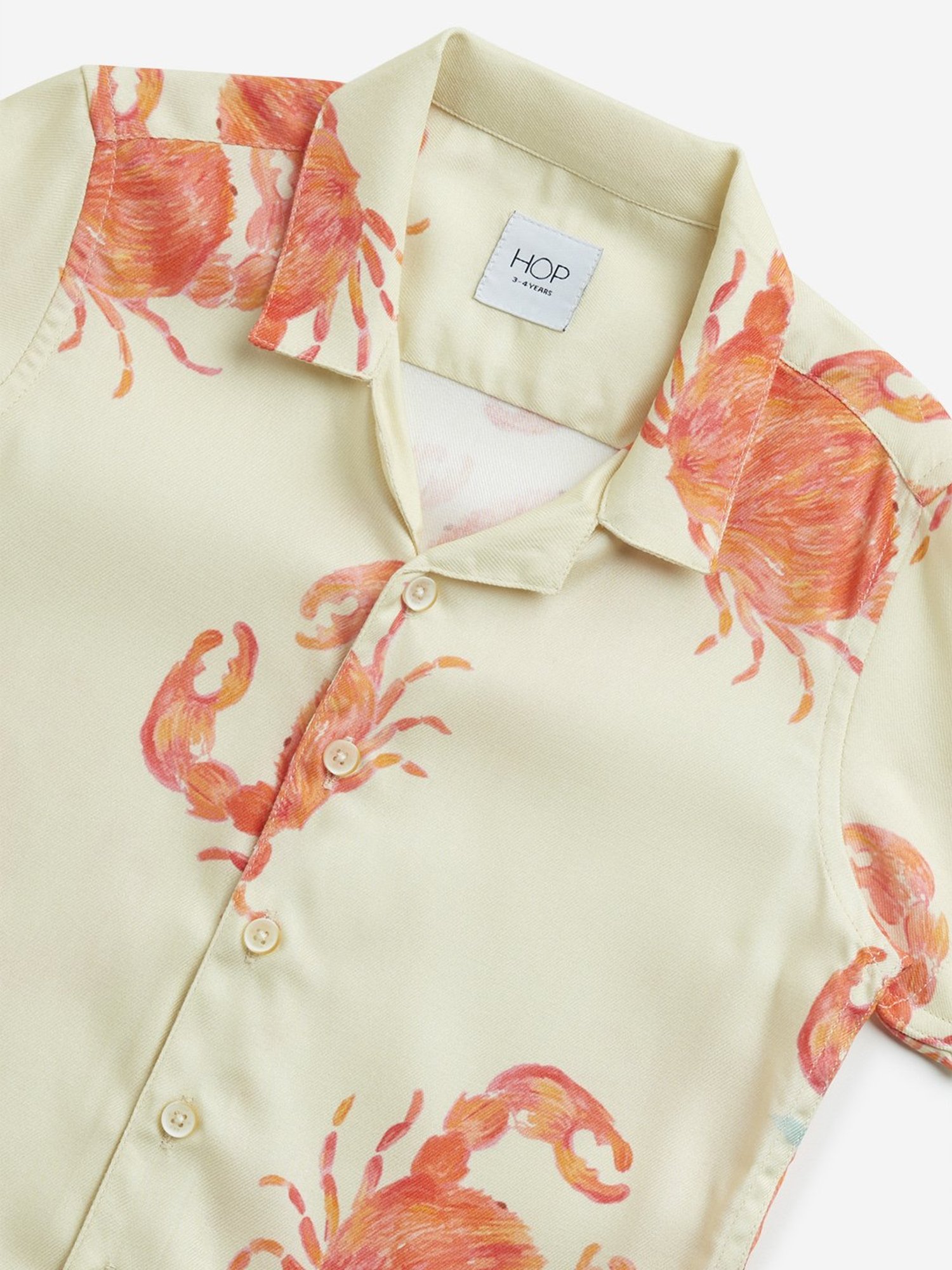 HOP Boys by Westside Peach & Yellow Crab Printed Shirt