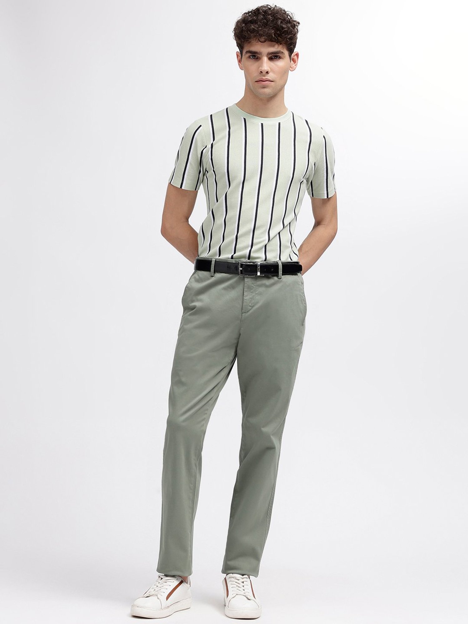 Bruun & Stengade Sage Green Regular Fit Flat Front Trousers