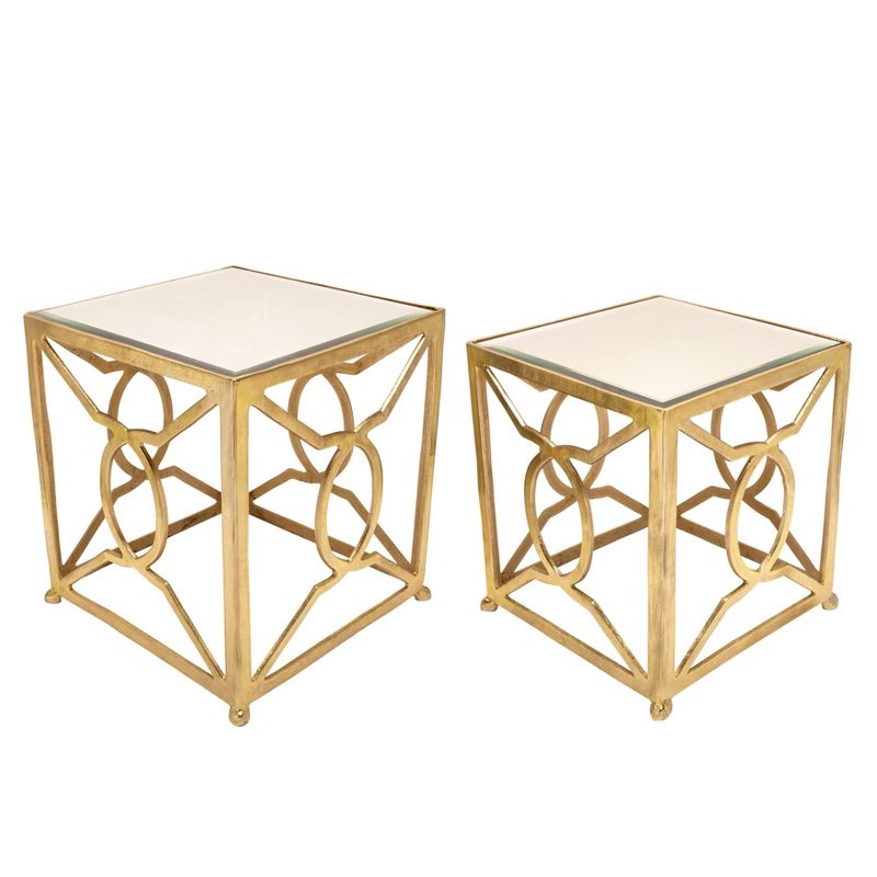 2pc Square Metal Side Tables Gold - Sagebrook Home