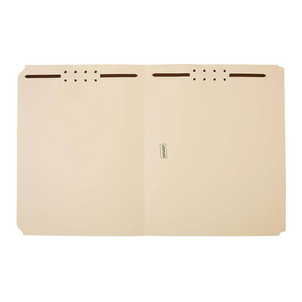 Staples Single-Tab Reinforced Fastener Folders Letter Manila 50/Box 813880