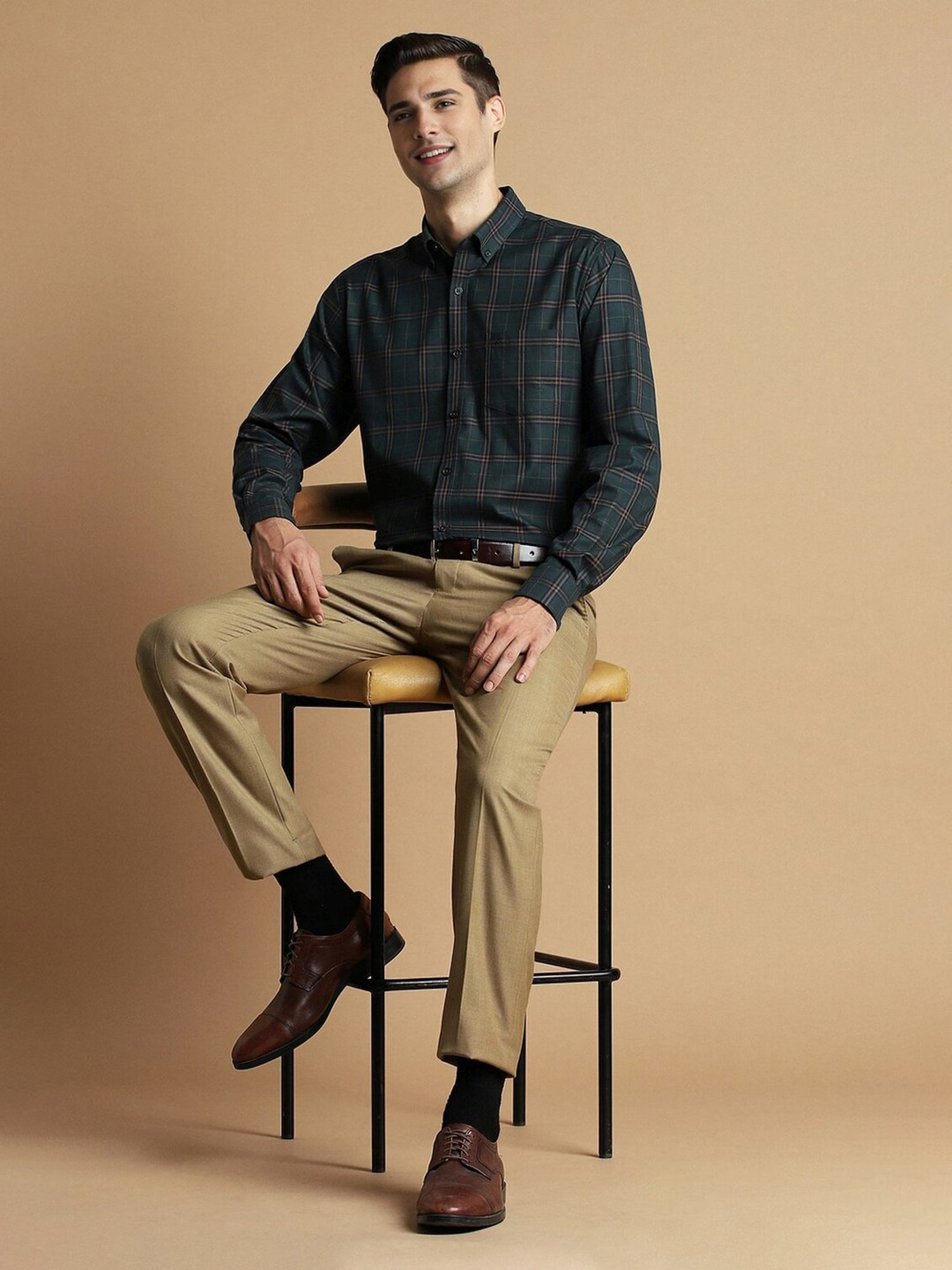 Arrow Sport Dark Green Cotton Slim Fit Shirt