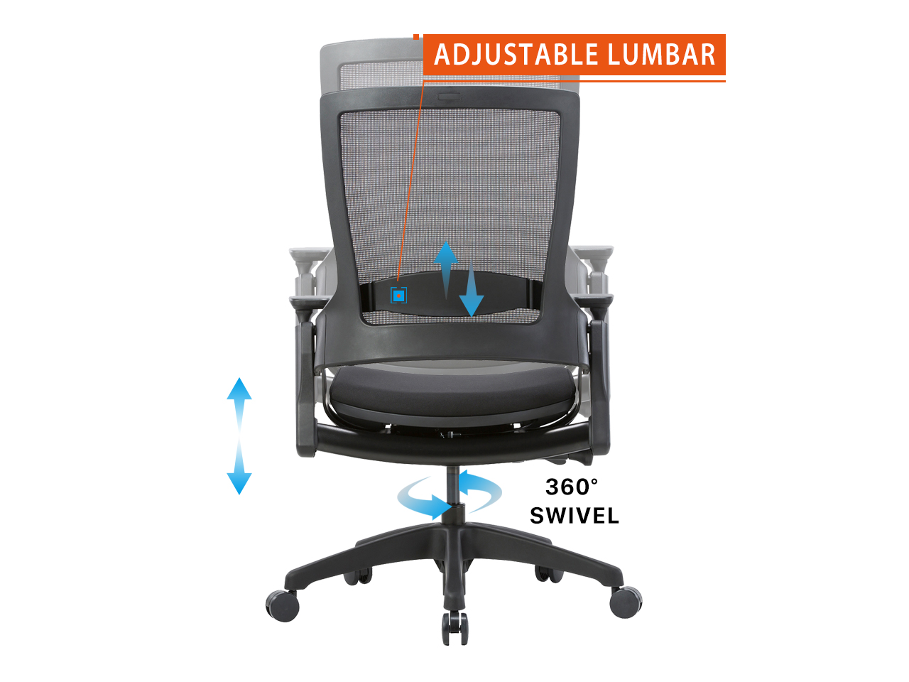 CLATINA 247 Series High Back Ergonomic Office Desk Chairs and Mesh Executive Chairs with Back Support, Black