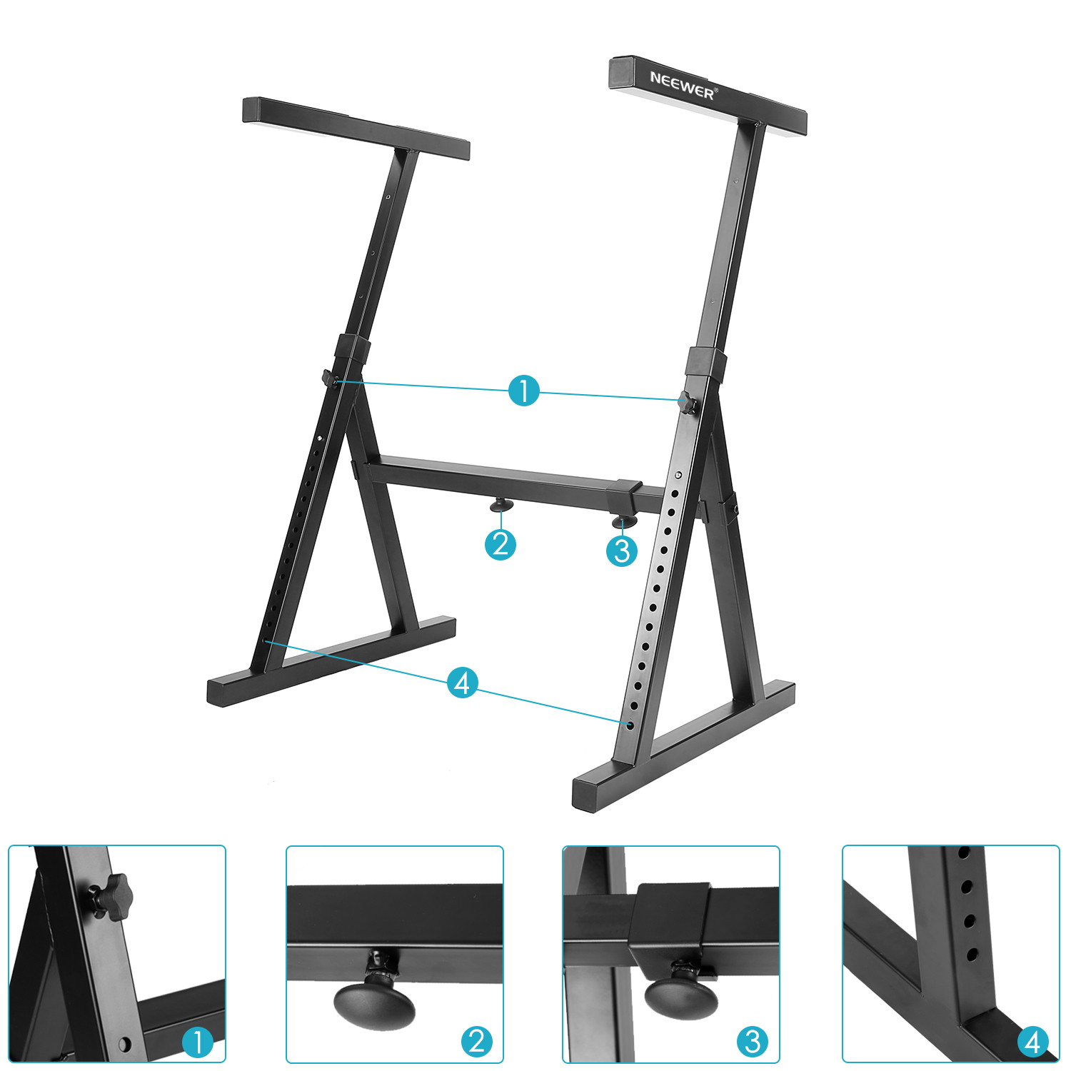 Neewer&reg; Heavy Duty Z-Style Keyboard Stand with 23.2-35.4"/59-90cm Adjustable Height and 24.6-40.9"/62.6-104cm Adjustable Width