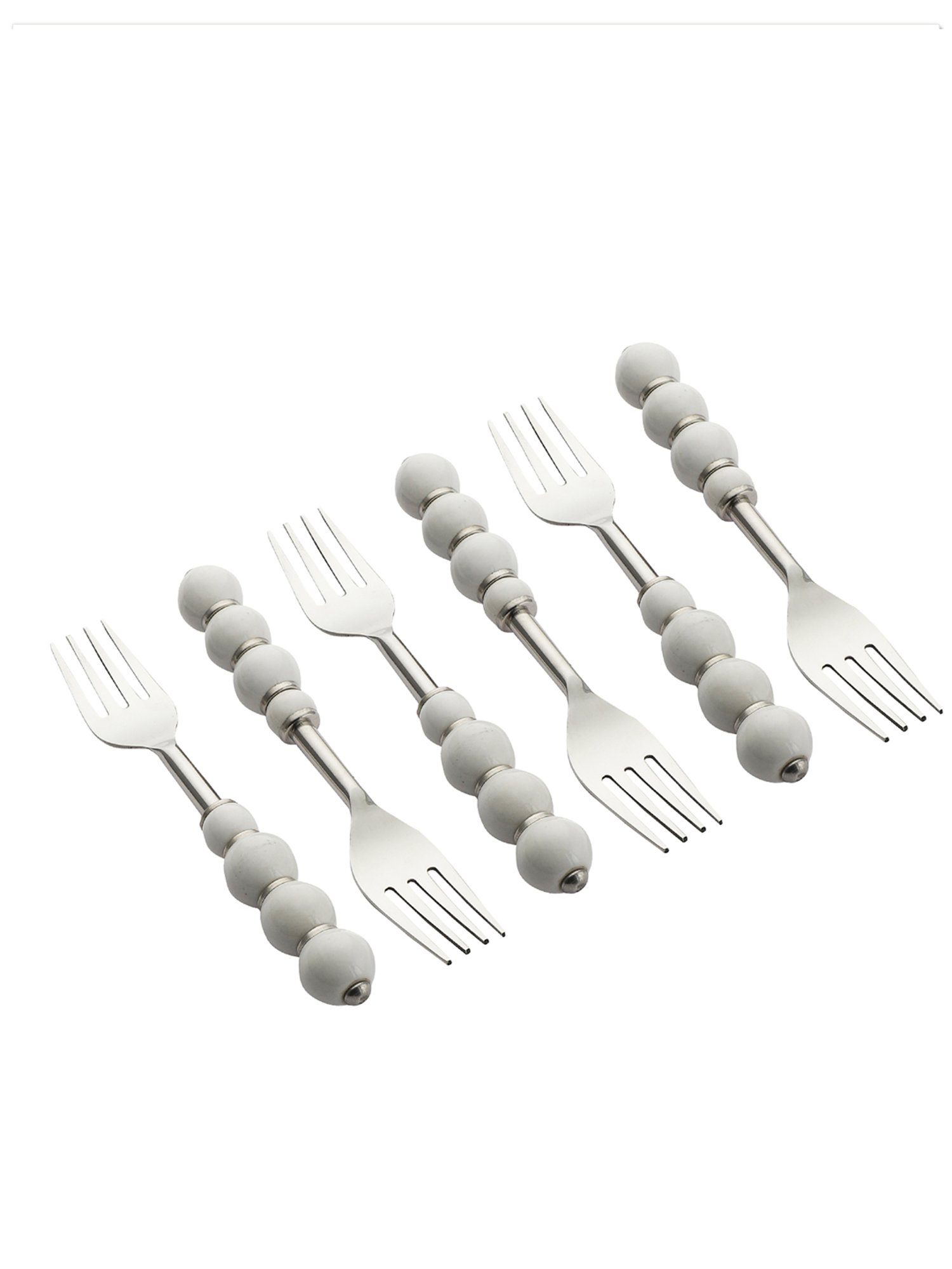 VarEesha White Steel Forks - Set of 6