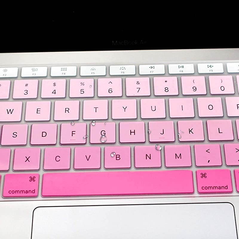 Pink Gradient Keyboard Cover Ultra Thin Silicone Keyboard Skin for 2019 2018 MacBook Air 13Inch A1932 US Version Keyboard Accessories Protector NOT FIT 2020 Air 13Inch Ombre Pink