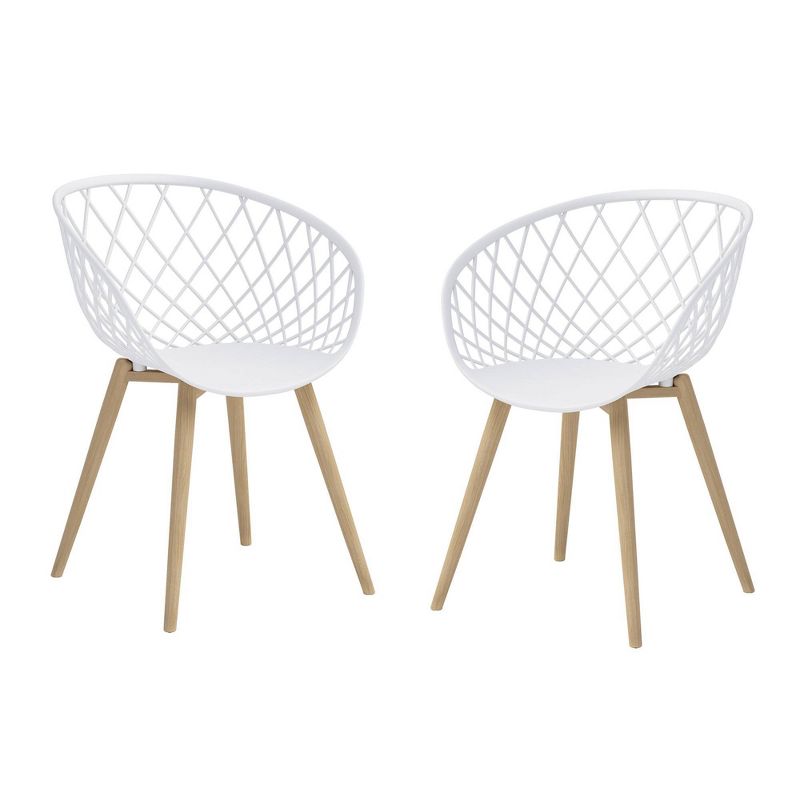 Set of 2 Kurv Mini Kids' Chairs White/Natural - Jamesdar