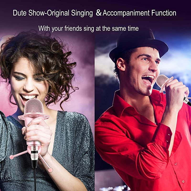 Professional Condenser Microphone  Plug Play Microphone with Tripod for PC Computer Phone for Games Podcast Broadcasting Rose Gold