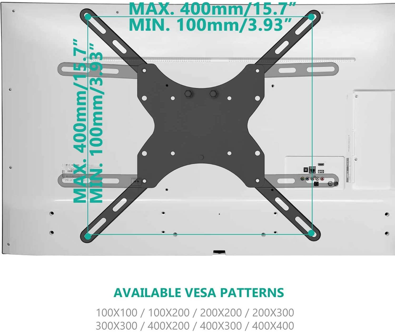 TV Ceiling Mount Adjustable Bracket Fits Most LED, LCD, OLED and Plasma Flat Screen Display 26 to 65 Inch, up to 110 Lbs, VESA 400x400mm (CM2665), Black