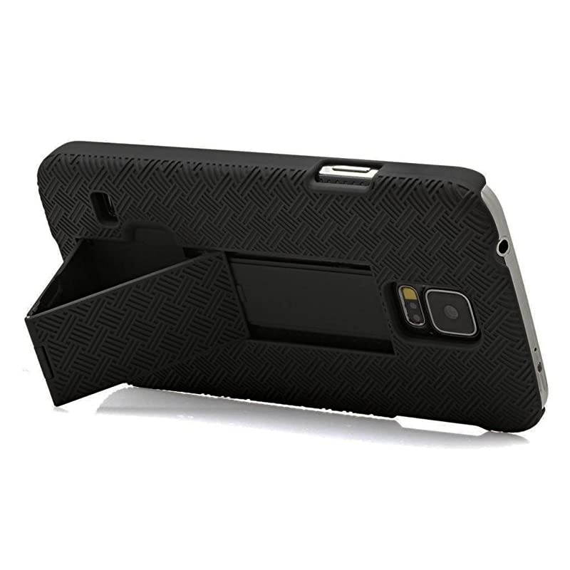S5 Case Swivel Slim Belt Clip Holster Protective Case Kickstand Defender Cover Compatible for Samsung S5 Phone Case with Clip Combo Shell Holster Case Black