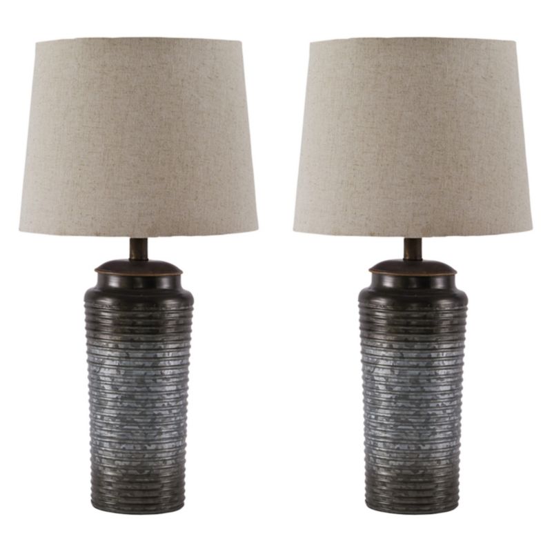Norbert Metal Set Of 2 Table Lamp Gray  - Signature Design by Ashley