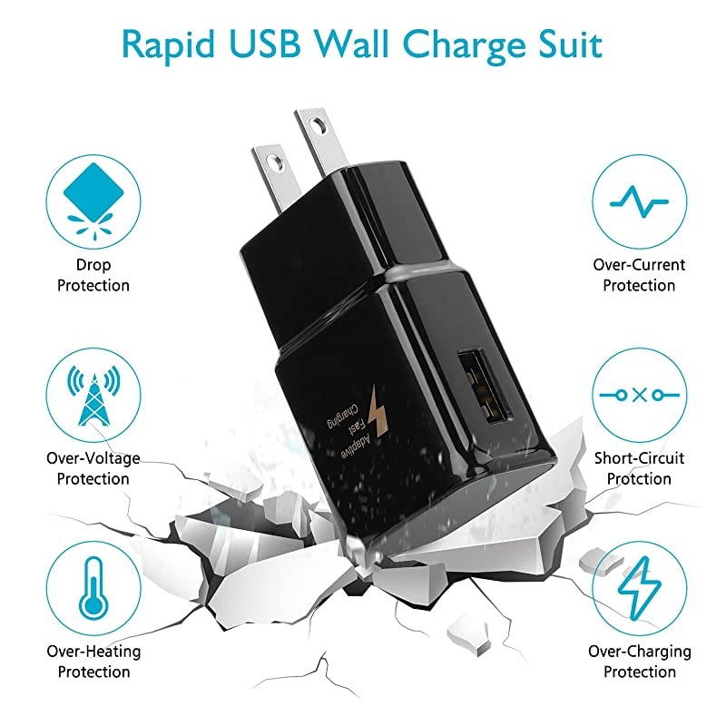 C Wall Charger, Adaptive Fast Charger with USB C Cable?6.6 ft? Compatible with Samsung Galaxy S10/S10+/S10e/S9/S9+/S8/S8Plus/S21/S21 Ultra/S20/S20+//Note 8/9/10/20/Edge/Active (2 Pack)
