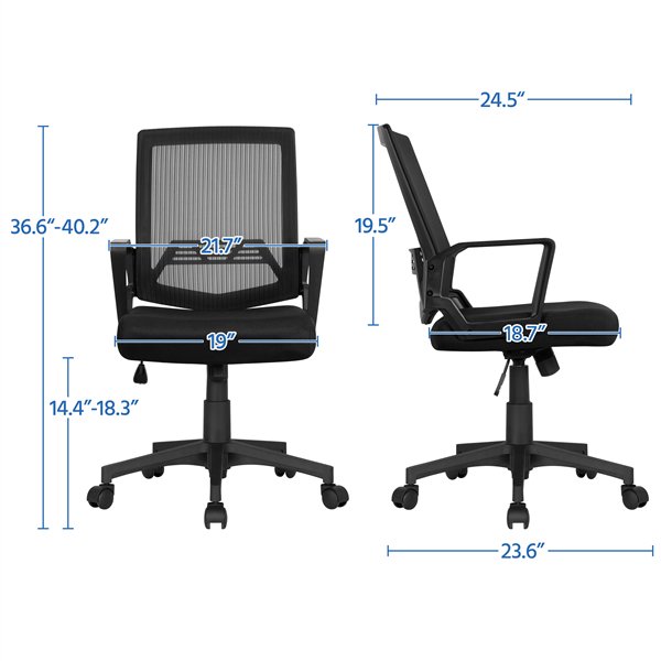 Height Adjustable Mesh Office Chair Computer Chair with 360&deg; Rolling Casters Black