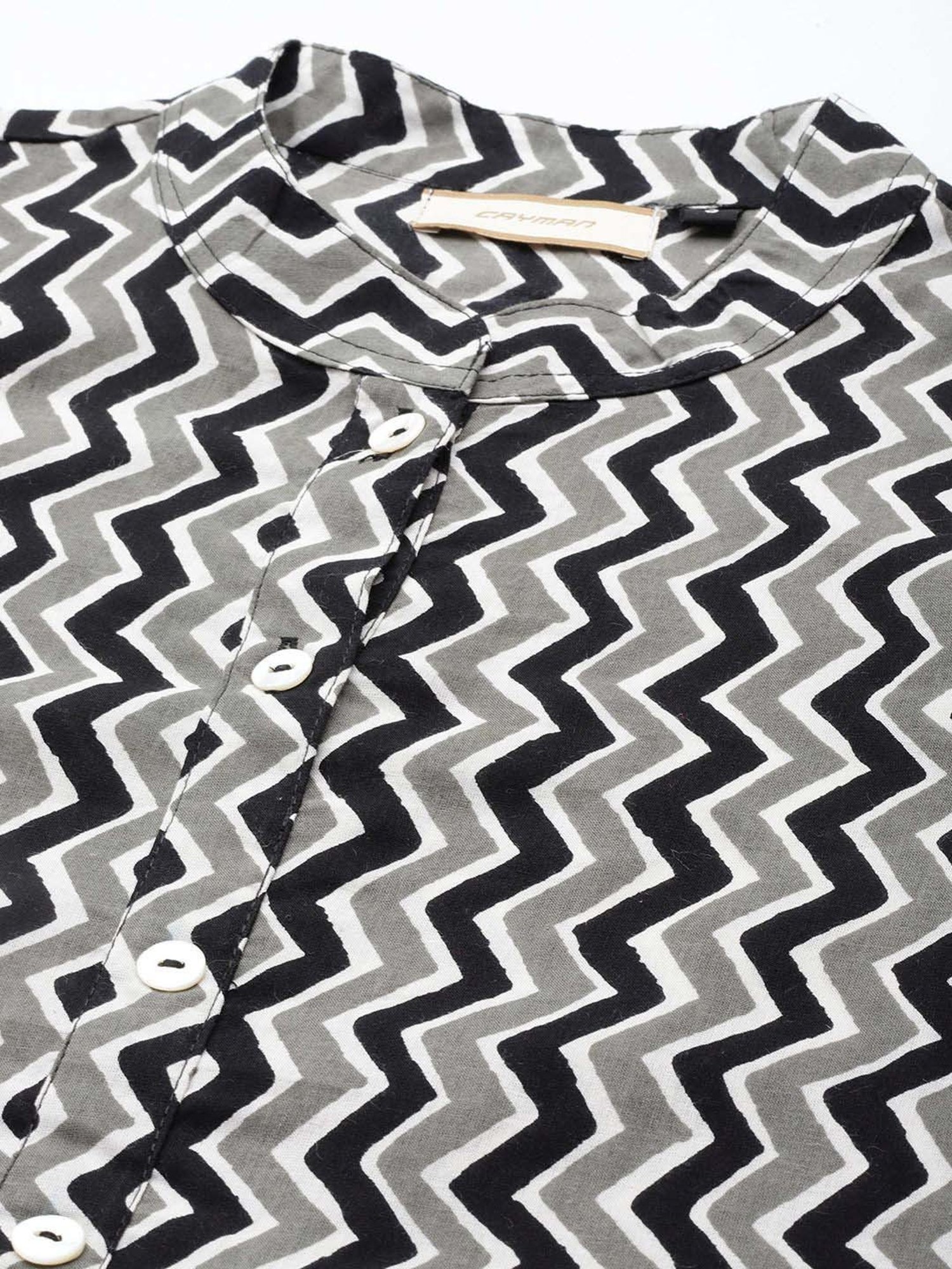 Cayman Grey Cotton Printed Straight Kurta