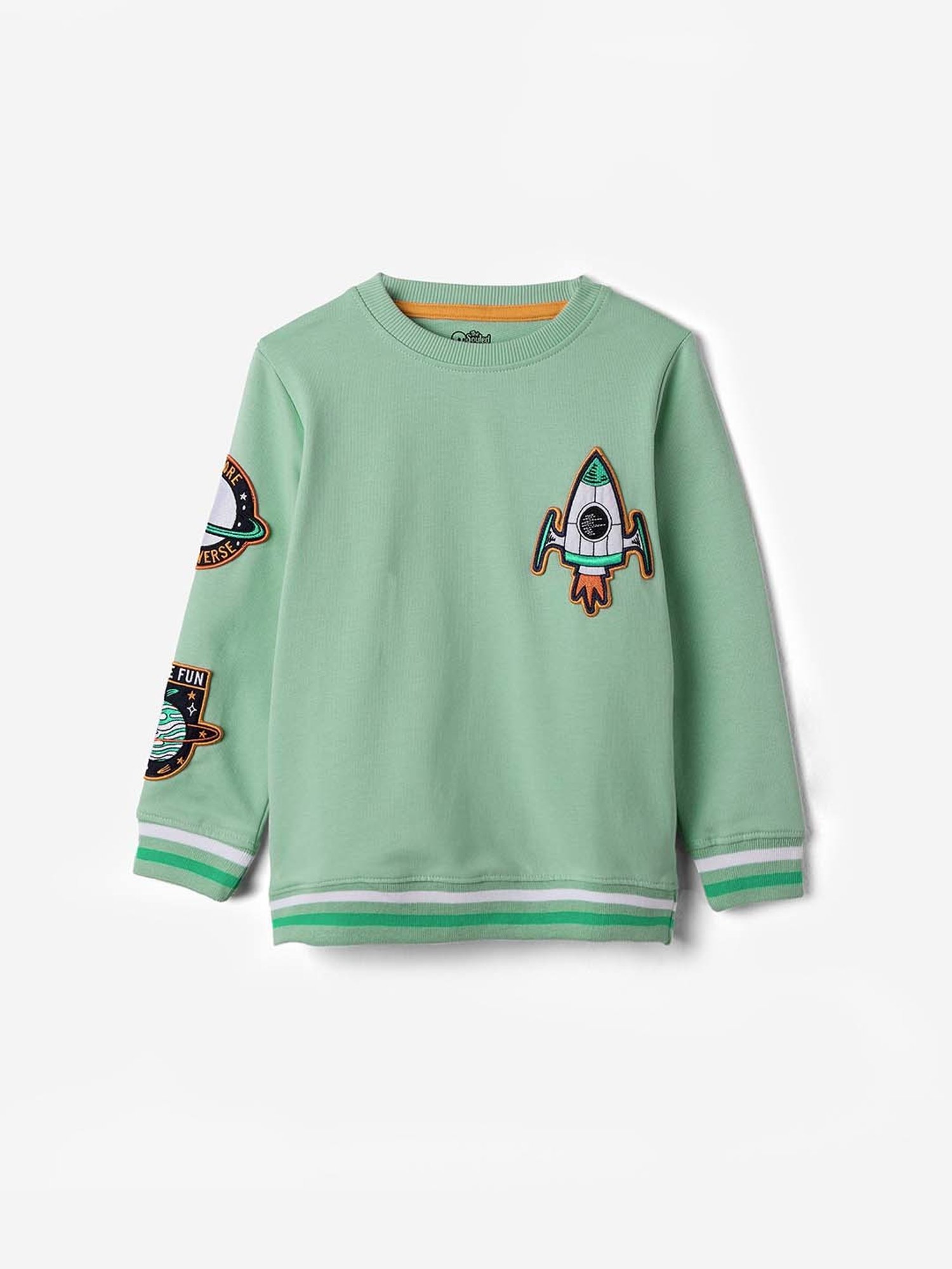 The Souled Store Kids Green Cotton Printed Full Sleeves Sweatshirt