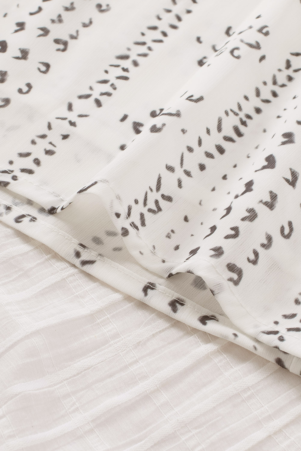 One World Apparel Jacquard Square Neck Short Sleeve Ivory Multi Floral Print Top