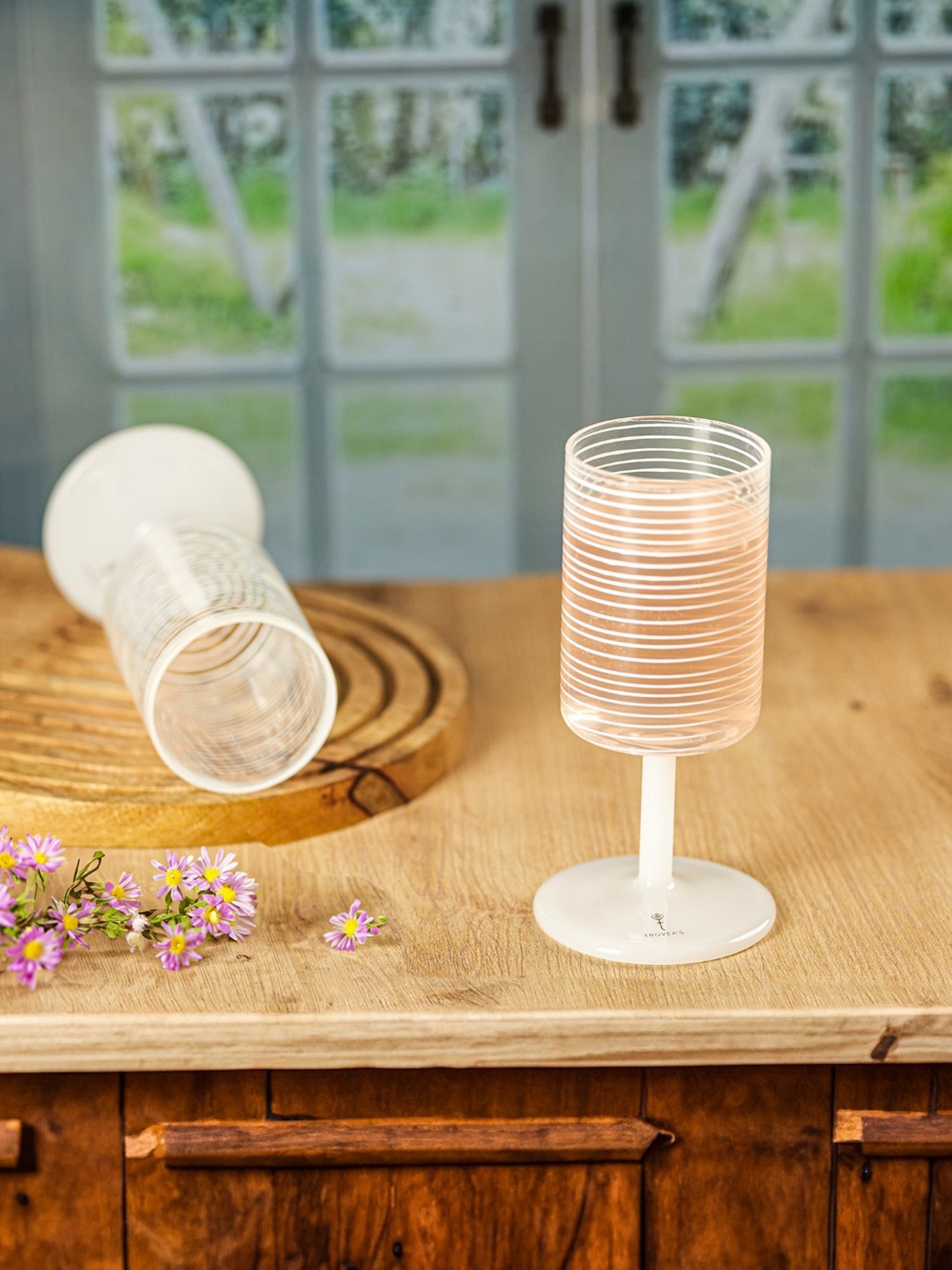 Trovea's String Liner Designer Transparent Glass Wine Glass - Set of 4