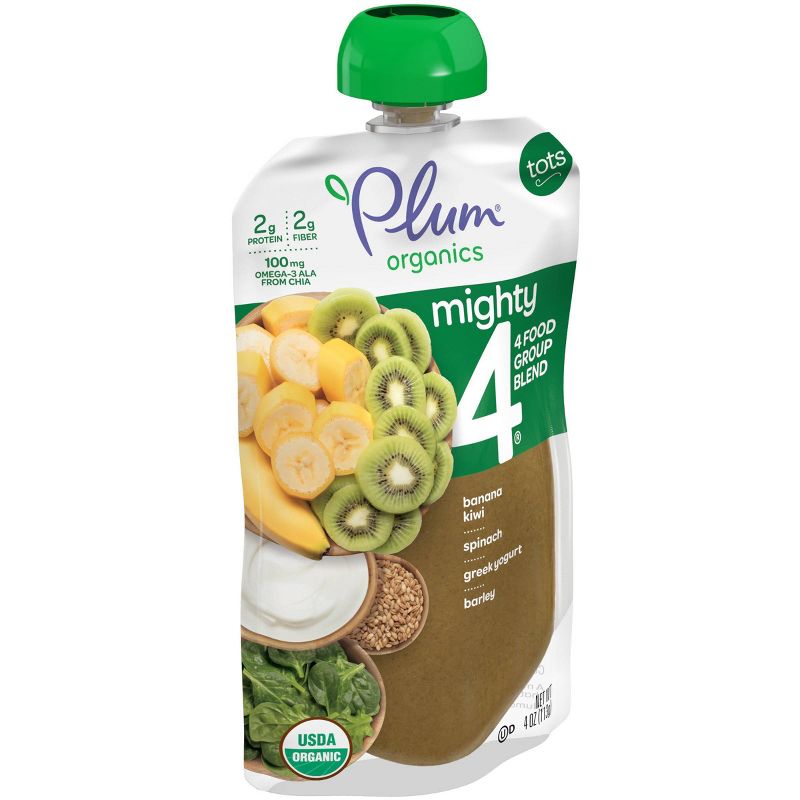 Plum Organics Mighty 4 Banana Kiwi Spinach Greek Yogurt & Barley Baby Food Pouch - 4oz