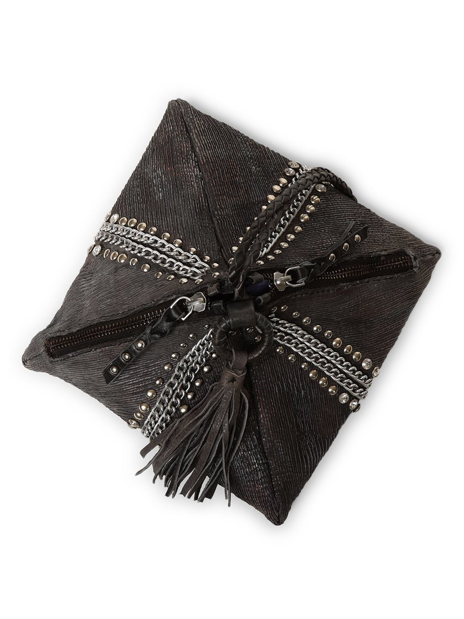 Art N Vintage Silvia Black Leather Textured Small Potli