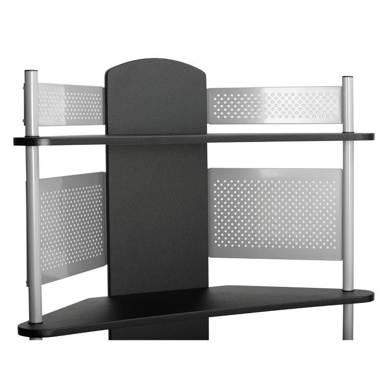 Element Corner Computer Tower With Hutch Silver/Black - Calico Designs