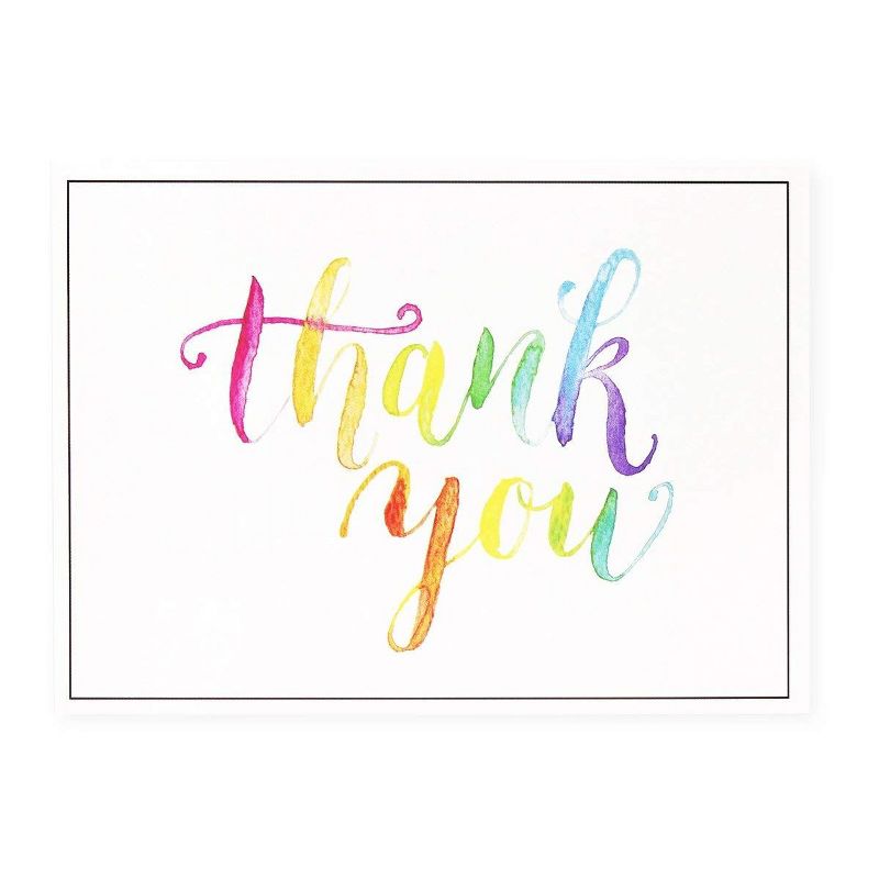 Sustainable Greetings 144 Pcs Thank You Cards Bulk Set, Watercolor Design Thank You Notes & Envelopes