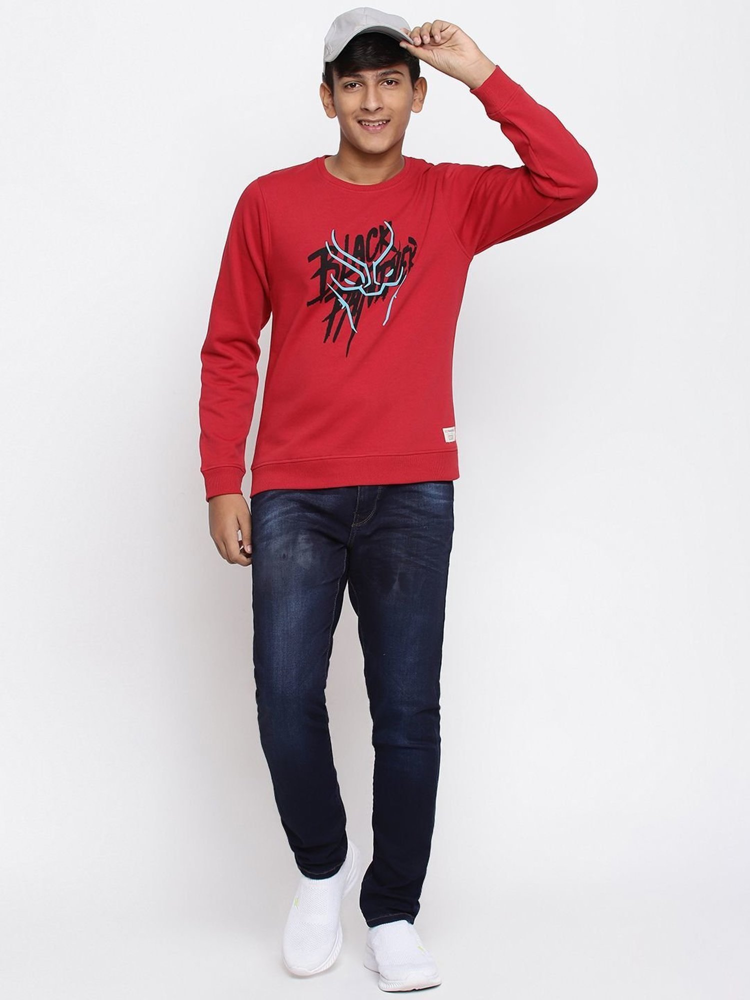 Lil Tomatoes Kids Red & Black Printed Full Sleeves Sweatshirt