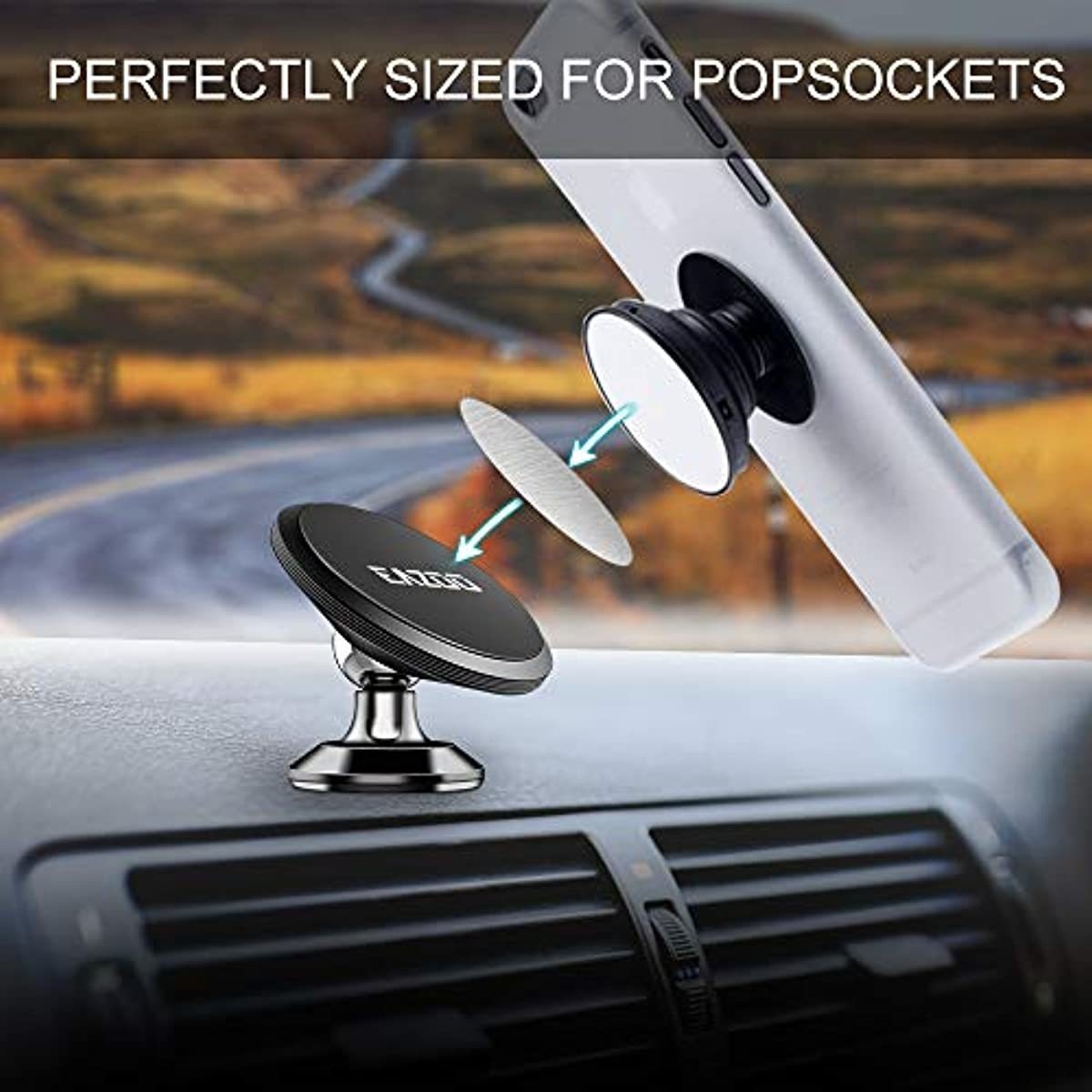 Squish Magnetic Car Phone Mount, Phone Holder for Car, Magnetic Phone Car Mounts (Black)