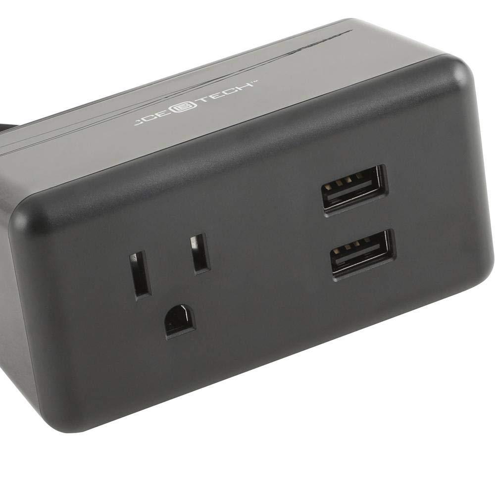 1-AC Outlet 2-USB 4.8 Amp Plug-in Charger with 5 ft. Cord, Black