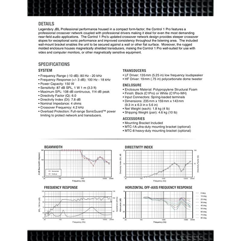 C1PRO High Performance 2-Way Professional Compact Loudspeaker System, Black , Sold as Pair, 9.30 x 6.30 x 5.60 inches