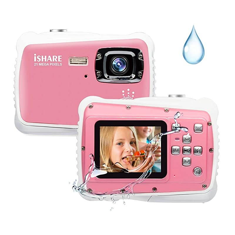 Camera21MP HD 3M Waterproof Digital Camera Waterproof Camera 20 Inch LCD Display8X Digital ZoomFlash and Mic for Boys Girls GiftPink