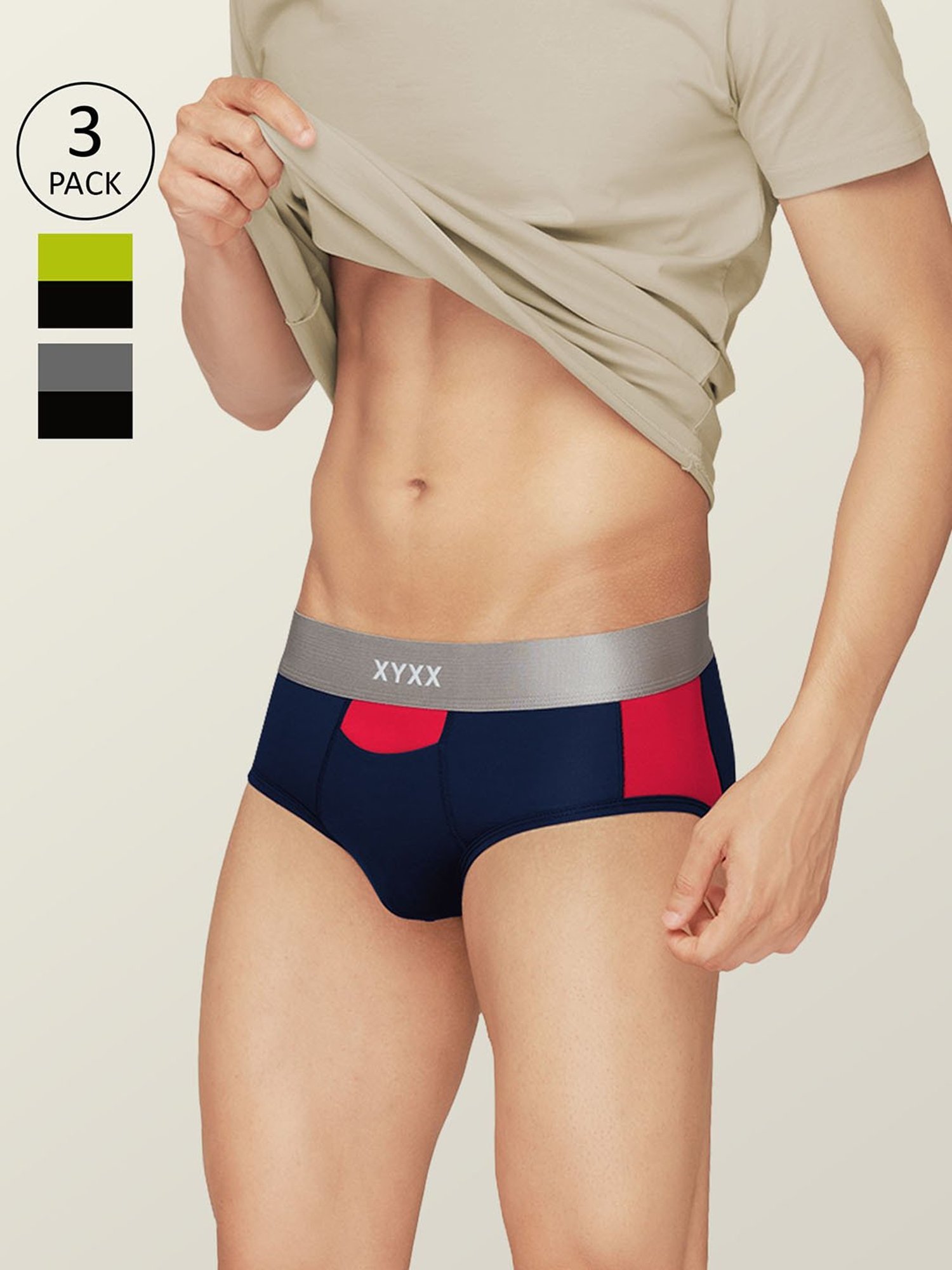 XYXX Multicolor Micro Modal Briefs - Pack of 3