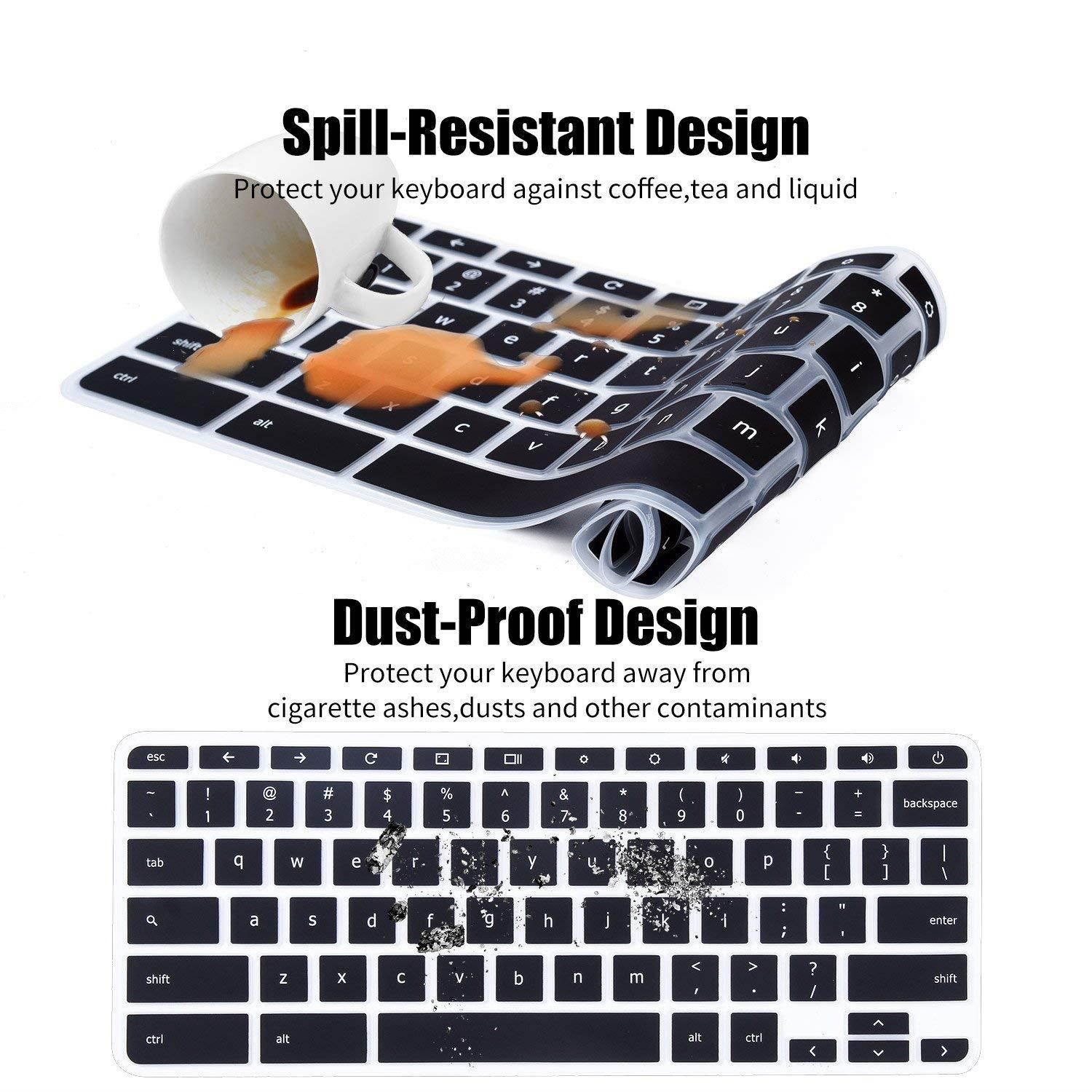 CaseBuy Acer Chromebook R 13 Keyboard Protector Skin Cover for 2017 Acer Premium R11/11.6" Acer Chromebook 11 CB3-131/Chromebook R 11 CB5-132T/13.3" Chromebook R 13 CB5-312T (Black)