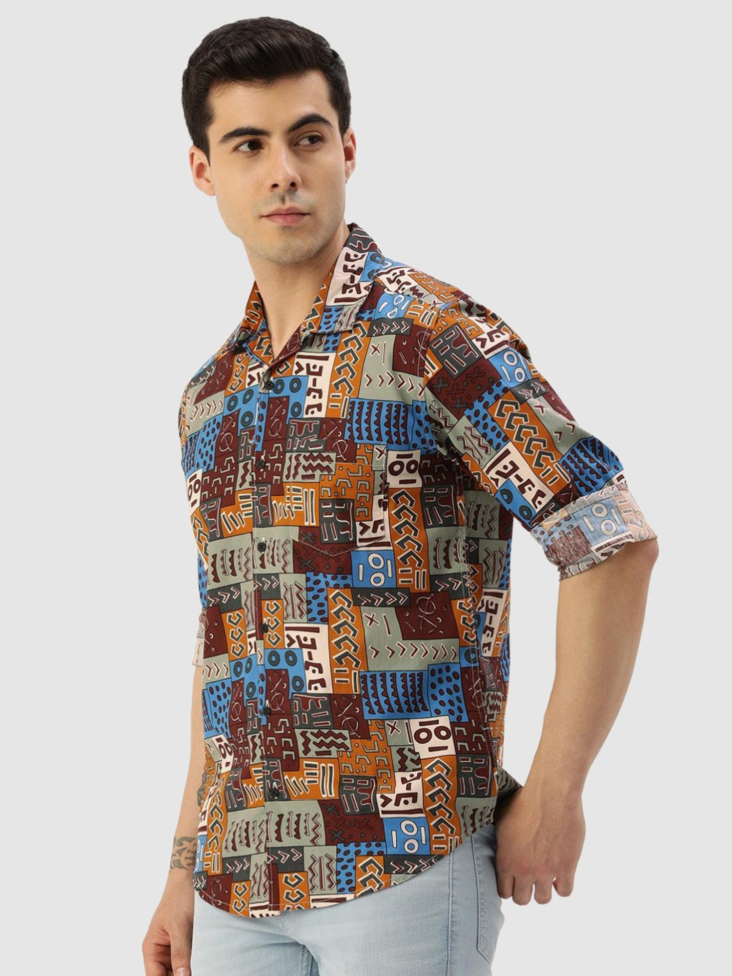 Bene Kleed Multicolor Regular Fit Printed Cotton Shirt