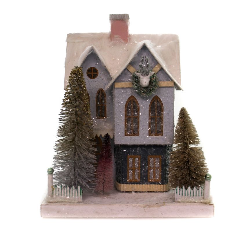 Cody Foster 11.5" Frosted Mansionette Putz House Christmas Pastel  -  Decorative Figurines