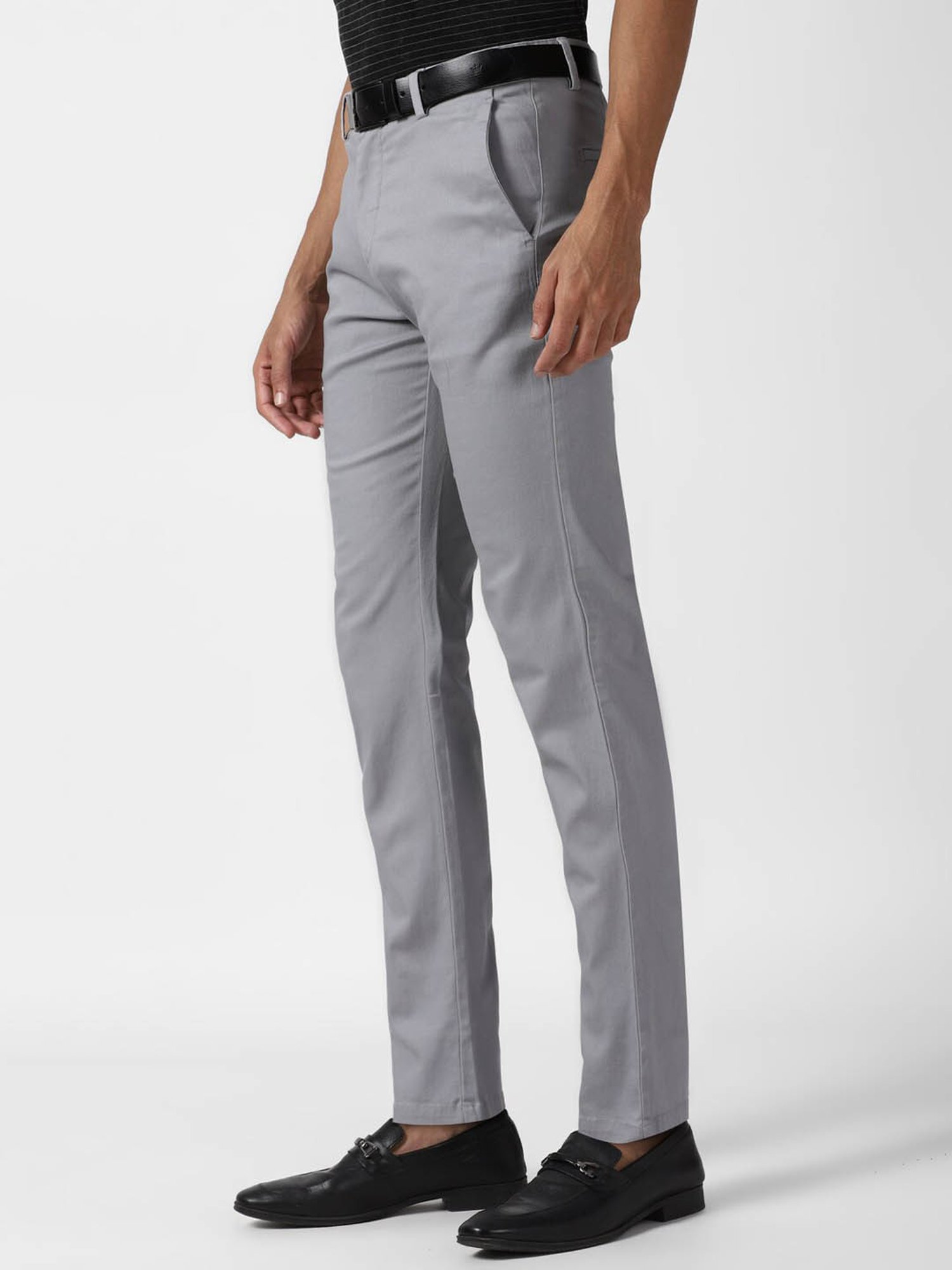 Peter England Casuals Grey Slim Fit Trousers