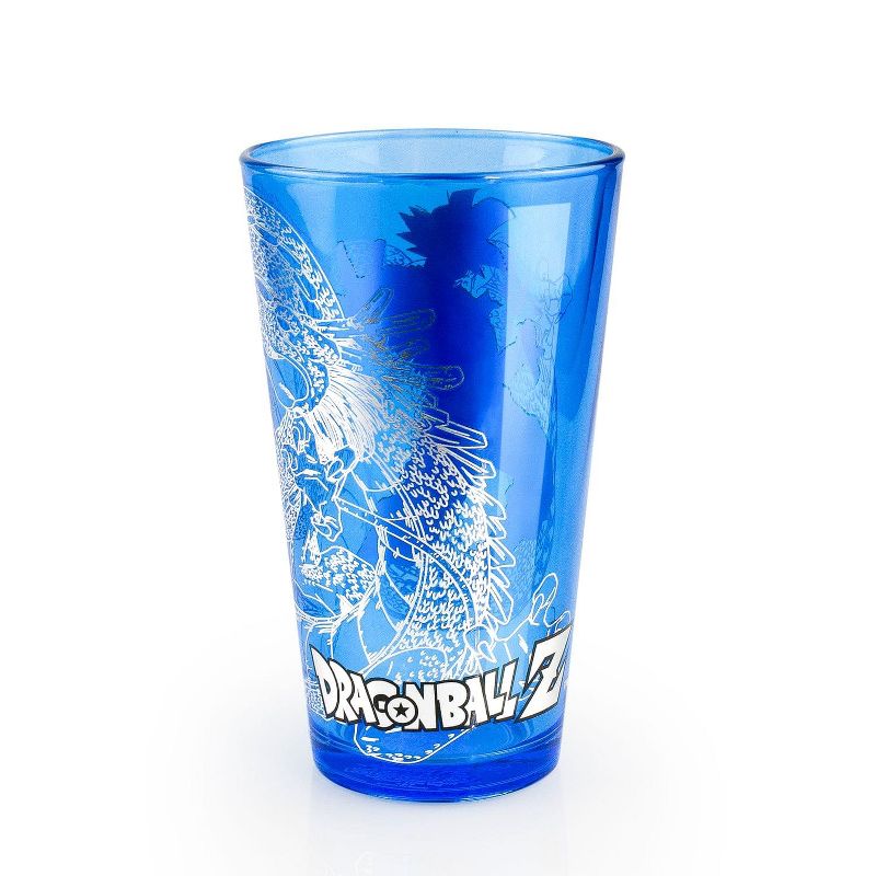 Just Funky Dragon Ball 16 Oz Pint Glass | Goku and Shenron Collectable Blue Drinking Cup