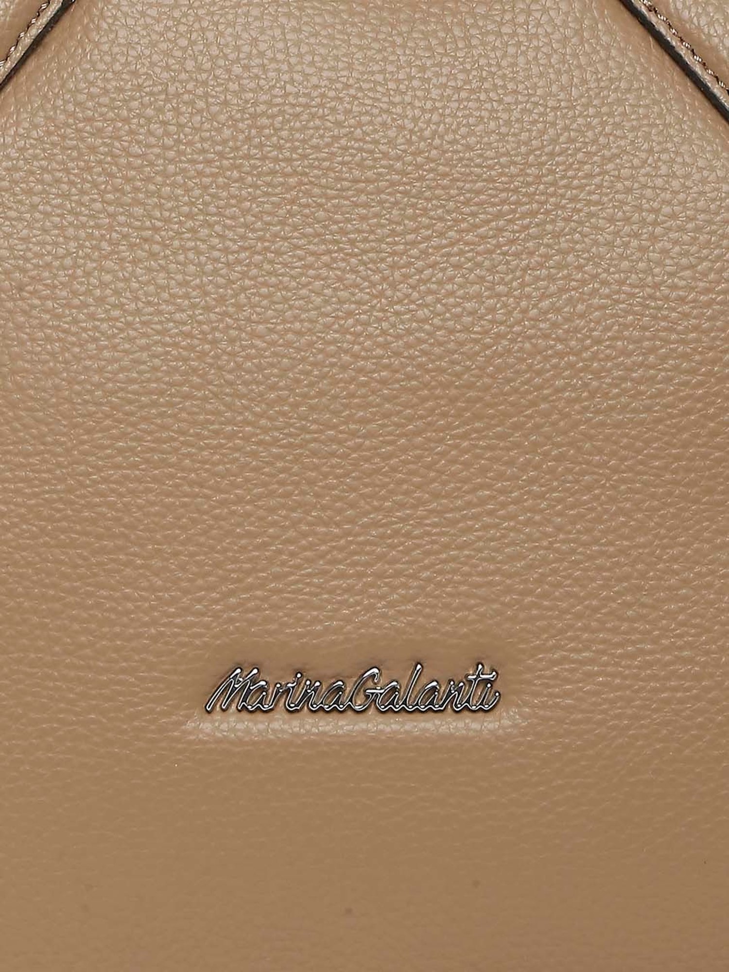 Marina Galanti Beige Textured Medium Bowler Bag