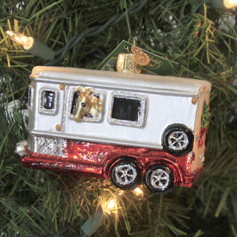 Old World Christmas 2.5" Horse Trailer Travel Home Away From Home  -  Tree Ornaments
