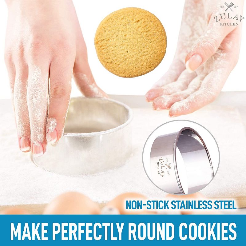 Zulay Kitchen Round Cookie Cutters - 5 pc - Stainless Steel