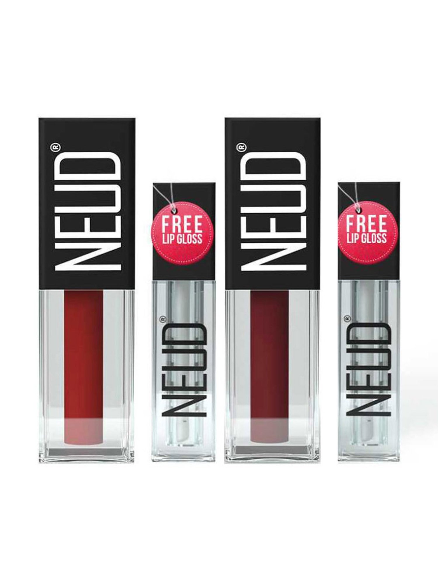 Neud Matte Liquid Lipstick Combo Mocha Brownie & Perfect Pout with Two Lip Gloss Free