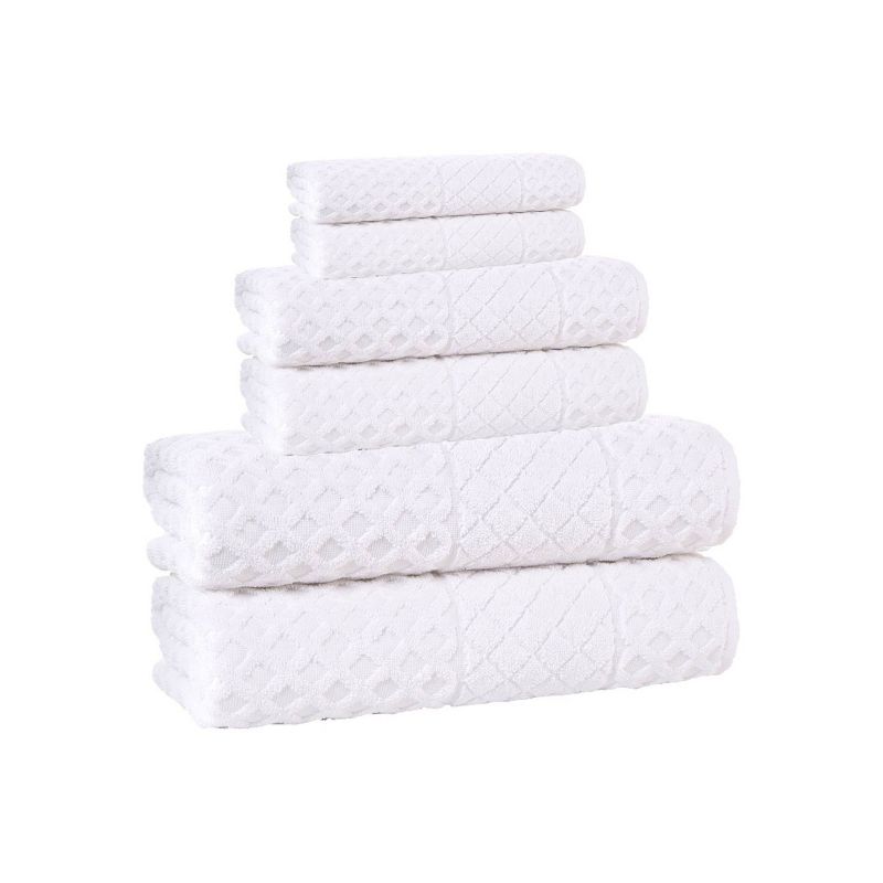 6pc Glossy Turkish Cotton Bath Towel Set White - Enchante Home