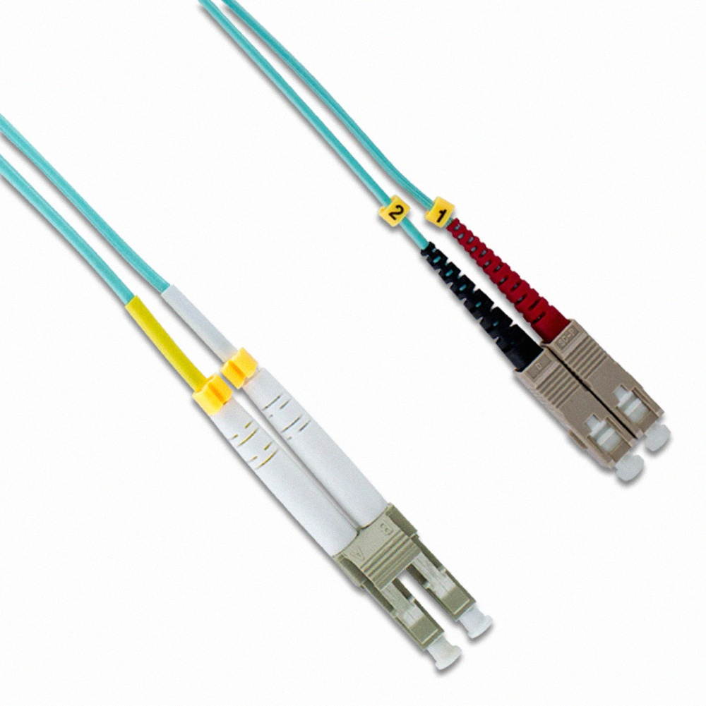 NavePoint LC-SC 10GB Fiber Optic Cable Duplex 50/125 Multimode 300M Aqua