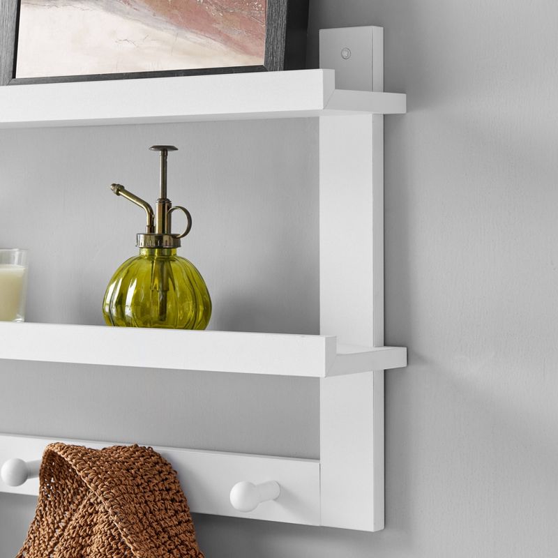 29" x 16" 2 Tier Coat Rack and Wall Shelf White - Danya B.