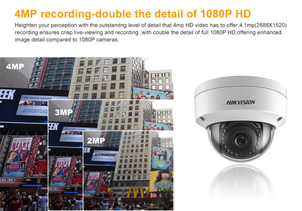 Hikvision New Version IP Camera DS-2CD1143G0-I 4MP 4mm PoE Dome Camera 2-Axis Adjustment HD 2K IR Ip67 IK10 H.265 Support ONVIF ISAPI English Version, 1 Pack