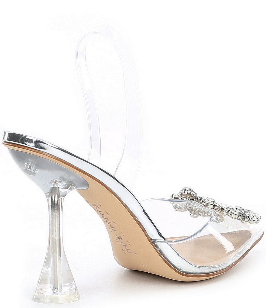 Gianni Bini Vivyee Clear Rhinestone Pointed Toe Sculptural Heel Pumps