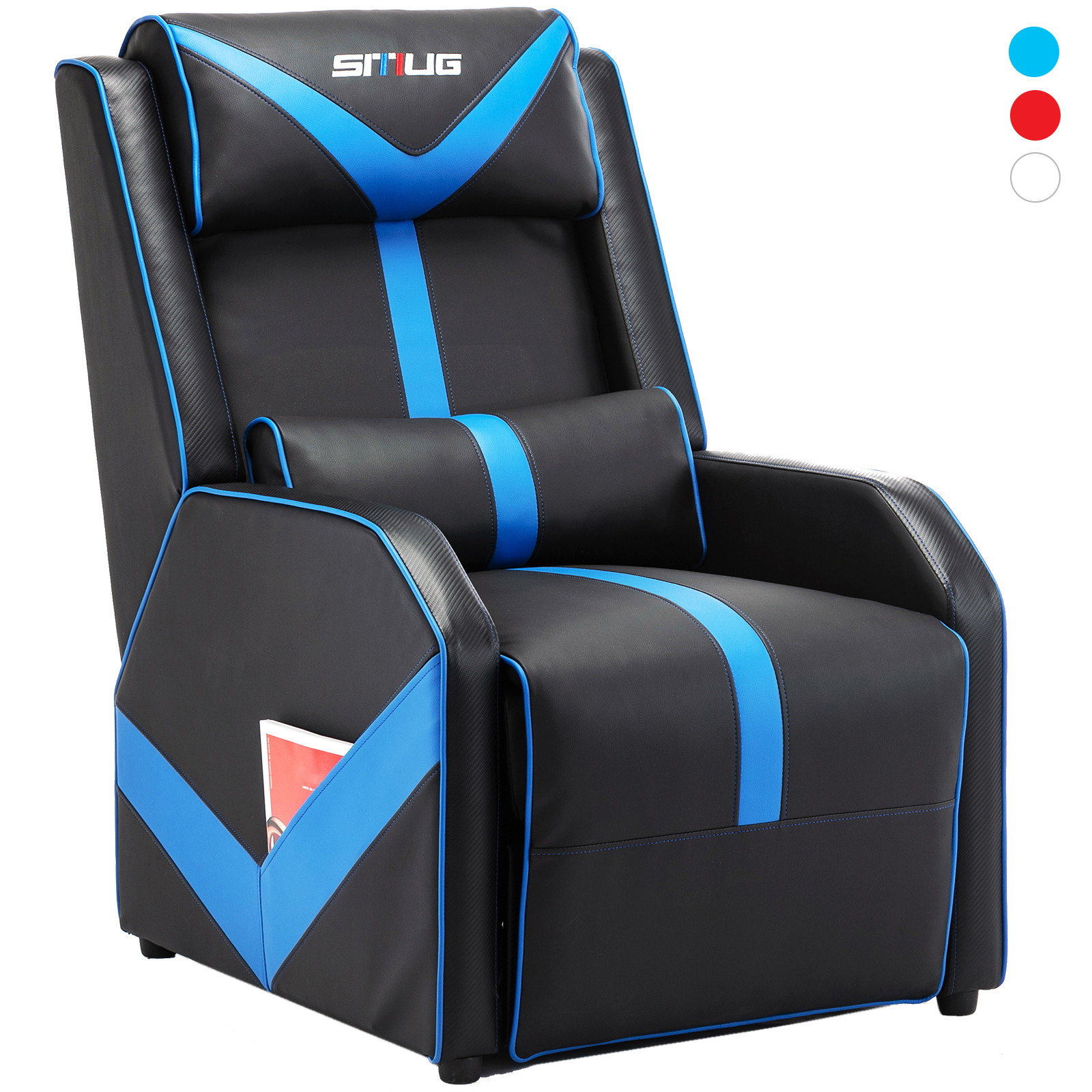 Gaming Recliner Chair Single Living Room Sofa Racing Style Ergonomic Lounge Sofa Modern PU Leather Recliner Home Theater Seat for Living & Gaming Room (Black/Red)